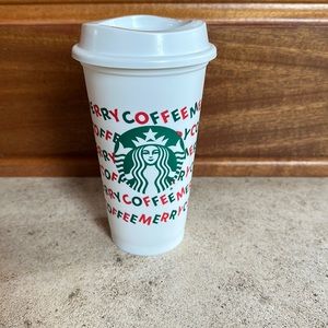 Starbucks 🔥 2019 Merry Coffee Reusable Hot Cup 16 oz with Lid Plastic